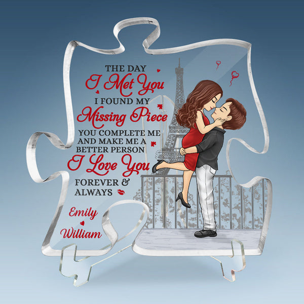 I Love You Forever And Always - Couple Personalized Custom Puzzle Shaped Acrylic Plaque - Gift For Husband Wife, Anniversary