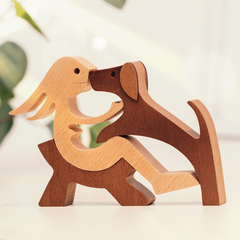 The Love Between You And Your Fur-Friend - Gift For Pet Lovers - Wooden Pet Carvings, Wood Sculpture Table Ornaments, Carved Wood Decor